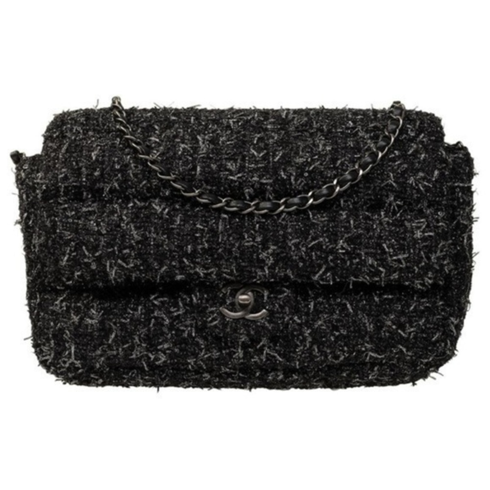 ***CHANEL*** Tweed Flap Bag Metallic and Sequin with Dust Bag